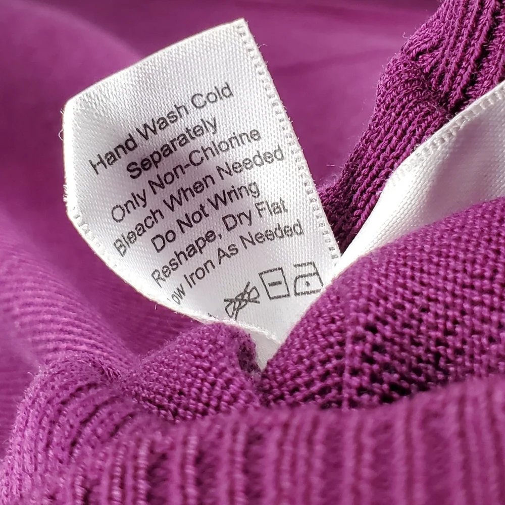 Coldwater Creek Button Cardigan Women 1X V-Neck‎ Purple Silk Cotton Knit Preppy